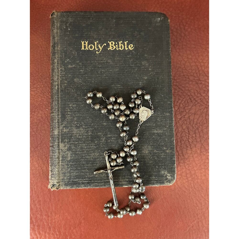 Antique 800 Silver Catholic Rosary – Early 1900s European Silver Rosary Crucifix